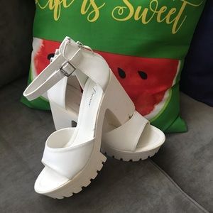 White Platform Open Toe Heels